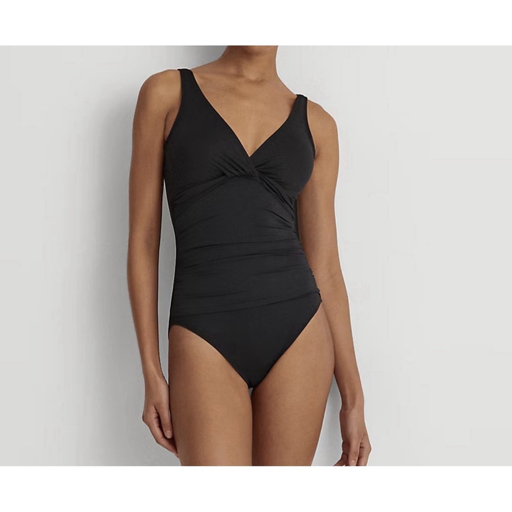 Lauren Ralph Lauren Twisted One Piece Underwired Ruched Swimsuit SZ 8 Slimming
